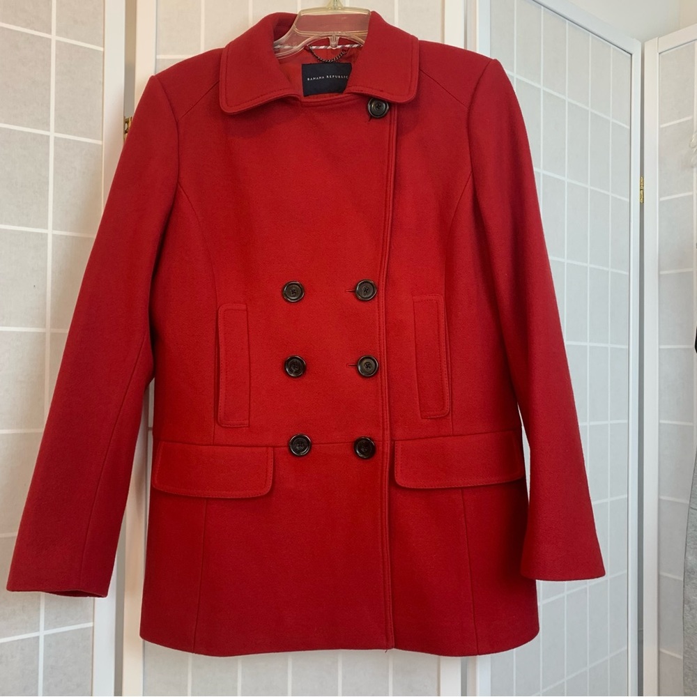 Banana Republic Wool Peacoat Red Wool Size Large